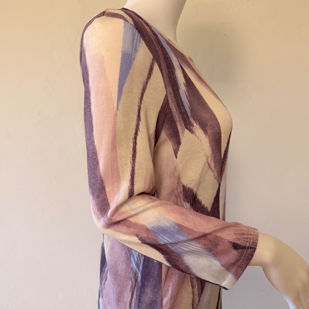 NWT Chico's Women's Abstract Print Tunic Top Purple Blue 3/4 Sleeve Size 0 - Picture 6 of 15